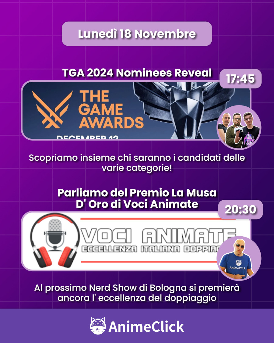 AnimeClick su Twitch: programma dal 18 al 24 novembre AnimeClick su Twitch: programma dal 18 al 24 novembre